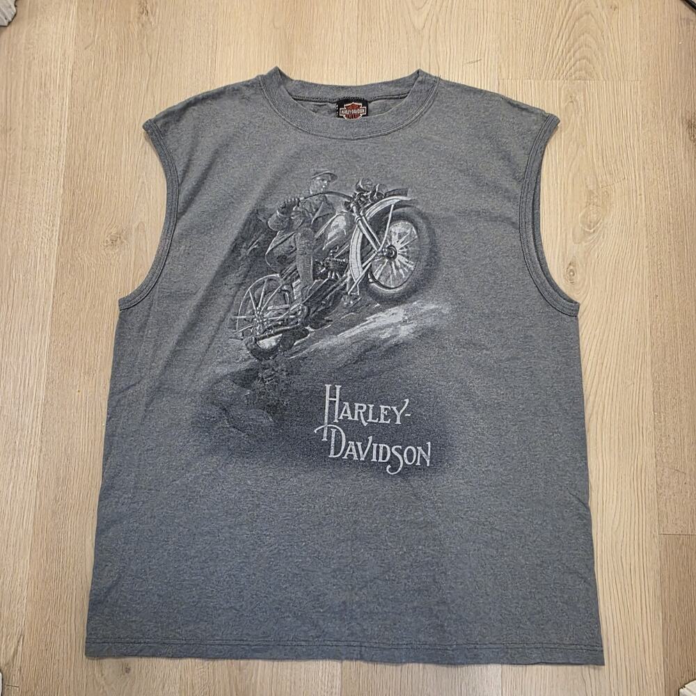Vintage‎ Harley Davidson Gray Motorcycle Atlanta Georgia Sleeveless T-Shirt Sz L
